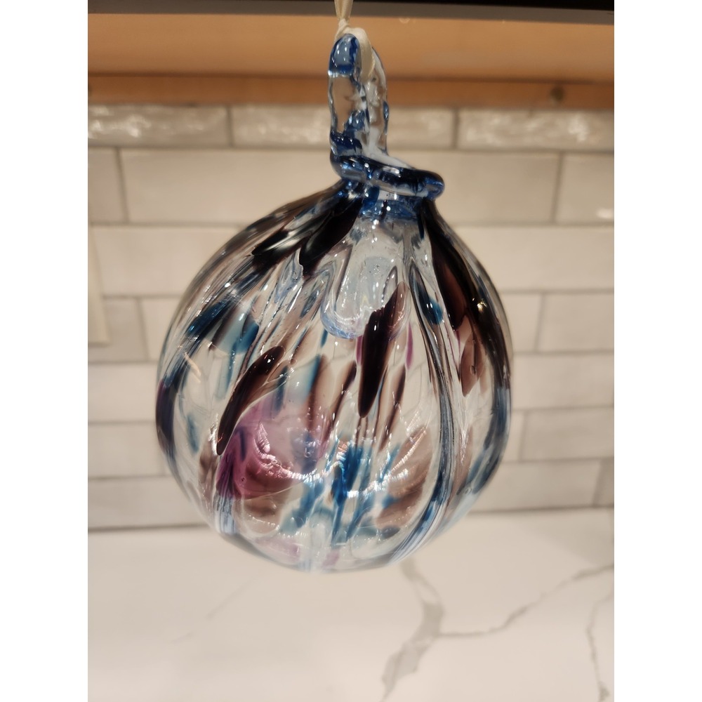 Jangles Fife Scotland Art Glass Amethyst Purple Blue Hanging Scent Ball Ornament